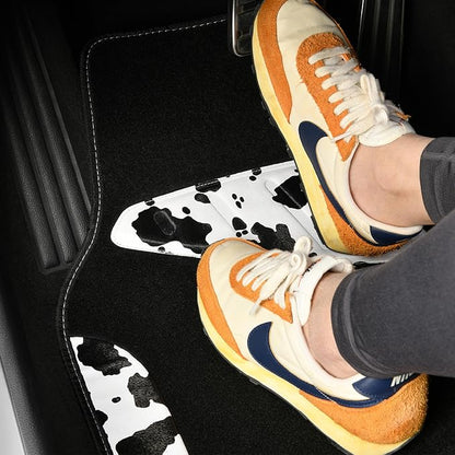 CAR PASS Waterproof Universal 3 Row Car Floor Mats, Cow Print Car Mats Fit for SUV,Vans,sedans, Trucks,Set of 3 Row Vehicles Car Carpet with Heel Pad and Nibs Backing, Cute Women Girly (Black White)