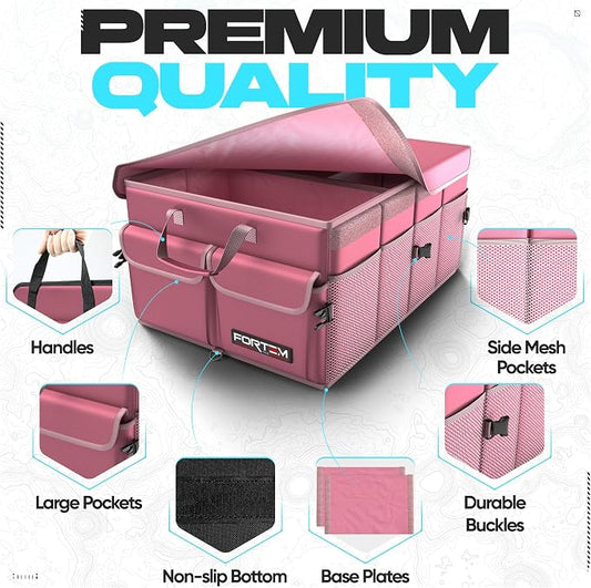 FORTEM Trunk Organizer For SUV Car Trunk Organizer, Foldable Storage, Car Accessories for Women Men, Collapsible Bag, 600D Oxford, Non Slip Bottom, Straps, Soft Cover (65L)