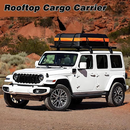 15 Cubic Feet Rooftop Cargo Carrier - Heavy Duty Waterproof Car Roof Bag for All Vehicles with or Without Rack, Includes Anti-Slip Mat, 6 Door Hooks & Luggage Lock