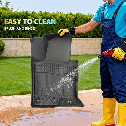 Floor Mats for Hyundai Sonata 2011-2014 & Sonata Hybrid 2015, All Weather TPE Rubber Car Mats Custom Fit for Sonata, Waterproof Anti-Slip Heavy Duty Car Mats 1st & 2nd Row