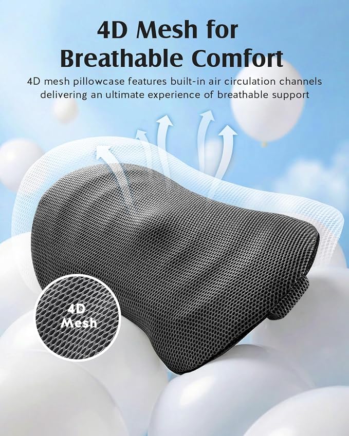 YFONG Lumbar Support Pillow for Car Seat, Back Support with Adjustable Straps Securely Fixed for Driving Seat Pain Relief, Office Chair Car Essentials Back Cushion, Grey