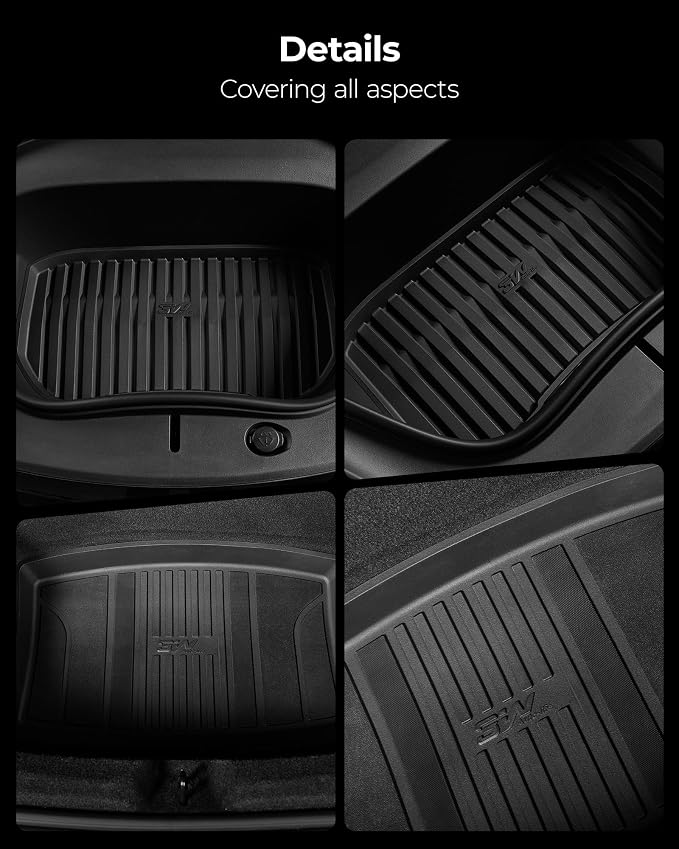 3W Cargo Liner Fit for 2024 2025 2026 Tesla Model 3 Highland, Trunk Mat Set, Custom Fit, TPE, All Weather Waterproof, Car Accessories, Black
