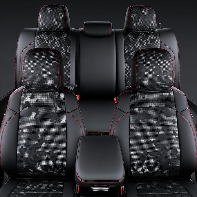 Carlimeki Leather Seat Covers Custom Fit for Tacoma Gen 3rd (2016-2023) Double & Crew Cab, for SR, SR5, Limited, TRD Pro, TRD Sport, TRD Off-Road, Trail Special Edition - Fully Covered
