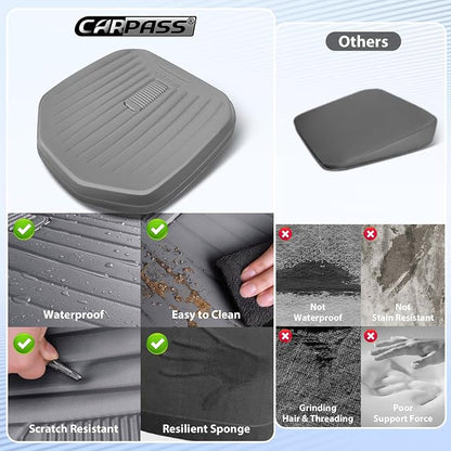 CAR PASS Premium Leather Car Seat Cushion, Comfort Memory Foam Driver Seat Cushion for Long Driving, Waterproof Non-Slip Seat Cushions for Cars, Truck, SUV, Office Chairs, Stadium, Gray ﻿