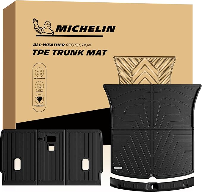 Michelin Vehicle Mat, All-Weather TPE Custom Fit Liner for Tesla Model Y 5 Seat Trunk Mats 2025-2027 (5 Piece), Elite