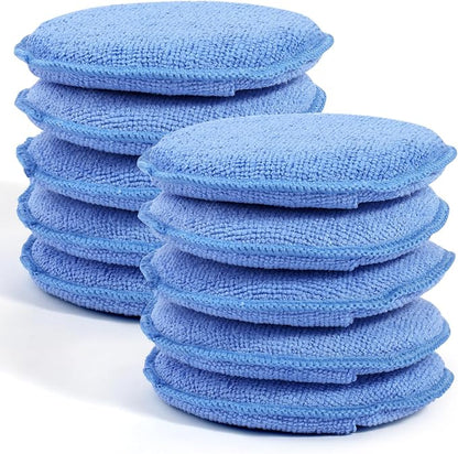 10 Pack Wax Applicator Pads, Microfiber Applicator Pad with Finger Pocket, Foam Car Wax Applicator Pad for Car Cleaning and Polishing (Blue)