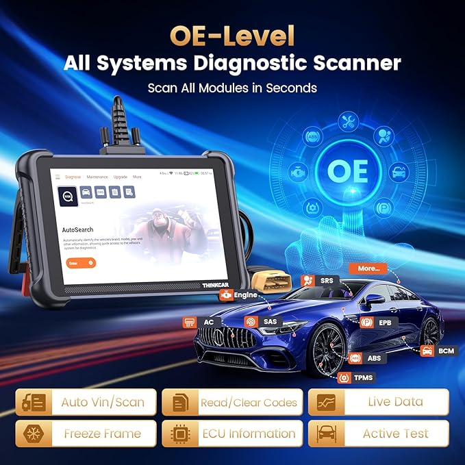 THINKCAR THINKSCAN 689 OBD2 Scanner, Bidirectional Scan Tool with 34+ Reset, 3000+ Active Test, ECU Coding, PMI, Wired Full System Diagnostic Scanner for Cars, CANFD/DOIP, FCA SGW AutoAuth