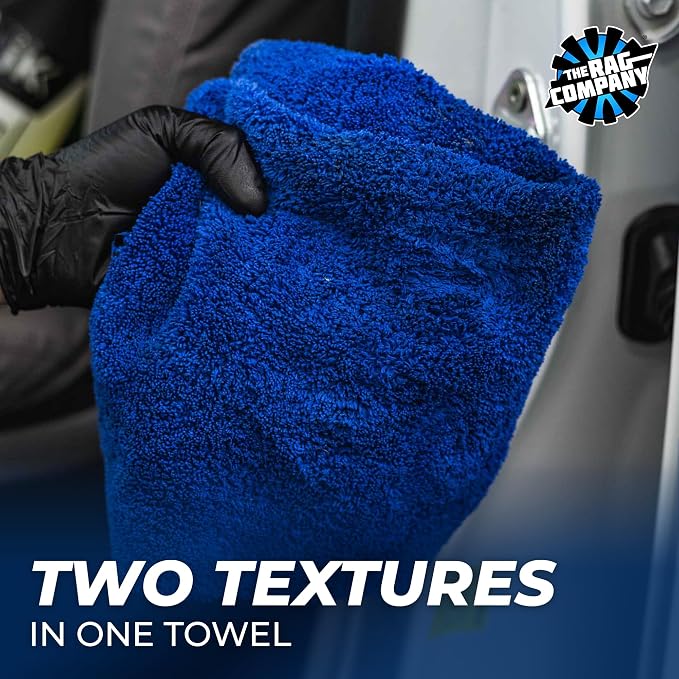 The Rag Company - Creature Edgeless Auto Detailing Towels (10-Pack) Professional 70/30 Blend, Dual-Pile Plush Microfiber, Buffing & Polishing, 420gsm, 16in x 16in, Royal Blue