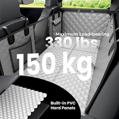 Pecute Back Seat Extender for Dogs 57 * 28.7 in, Upgraded Sofa Leather Dog Car Seat Cover for Back Seat, Foldable in the Car, Hard PVC Panels Bottom Support to 330 lbs, for Full Size Truck/SUV