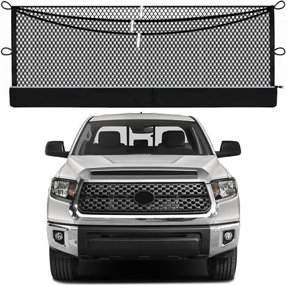 3-Layer Cargo Net for Toyota Tundra 2007-2026, Zoned Storage Truck Bed Net with Foldable Zippered Bottom Bag, Heavy-Duty Cargo Organizer Netting for Camping, Trips & Everyday Use