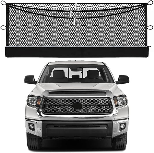 3-Layer Cargo Net for Toyota Tundra 2007-2026, Zoned Storage Truck Bed Net with Foldable Zippered Bottom Bag, Heavy-Duty Cargo Organizer Netting for Camping, Trips & Everyday Use