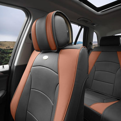 FH Group Car Seat Cover Cushion - 2 Pack Seat Covers for Cars Trucks SUV,) Faux Leather Car Seat Cushions, Waterproof Car Seat Cover Cushion, Universal Fit Car Seat protector Front Set Brown