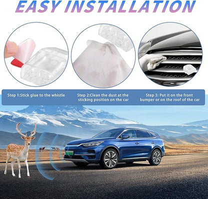 4PCS Deer Whistles for Vehicles - Universal Automotive Warning Devices, Save a Car from Collisions(White)