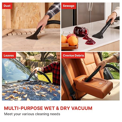 Shop-Vac 1.5 Gallon 2.0 Peak Wet/Dry Vacuum, Small Portable Shop Vacuum with Attachments, Mini for Garage, Car, Home and Pet