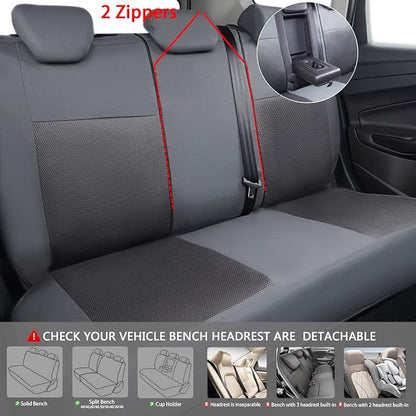 CAR PASS Seat Cover Full Sets, 3D Air Mesh Car Seat Cover with 5mm Composite Sponge Inside,Airbag Compatible Universal Fit for SUV,Vans,sedans, Trucks, Automotive Interior Covers(Pure Gray)