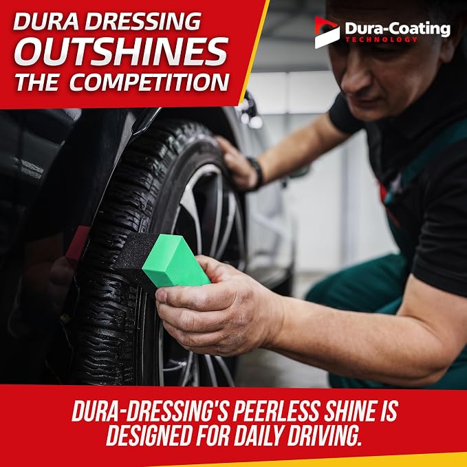 Dura-Dressing XL Total Tire Kit - Double Size Car Kit - Tire Dressing, Cleaning and Restoration Kit for Cars - High Gloss Coating to Renew and Protect Your Tires - Made in USA