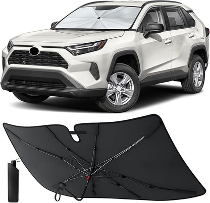 EcoNour Umbrella Windshield Sunshade for Toyota RAV4 2019-2025 | Front Windshield Sun Shade UV Heat Blocker | Foldable Reflective Car Sun Visor Protector Interior Cooling Accessories