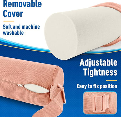 Lumbar Roll Support Pillow for Office Chair, Car, Gaming Chair, Memory Foam Back Cushion with Washable Cover for Relieving Back Pain & Improving Posture,Pink