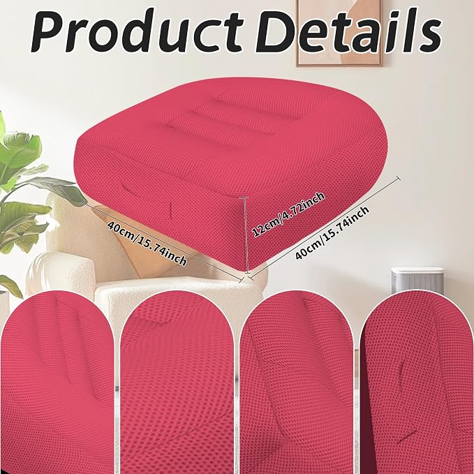 Car Booster Thick Height Adjustable Seat Cushion with Breathable Mesh Cover, Portable Seat Cushion for Driving, Office Chairs Wheelchairs Trucks SUV's and Home Use Pink