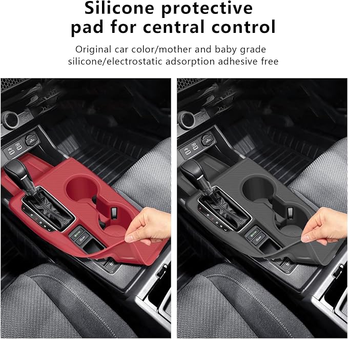 Temmis Center Console Organizer Silicone Wrap Kit for Honda Civic 2022-2025, Full-Wrap Center Consel Electrostatic adsorption Cover for Honda Civic-Black