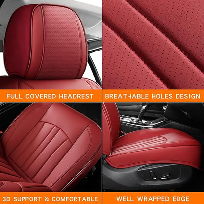 Red Car Seat Covers,Leather Car Seat Cover, Waterproof Seat Covers Full Set