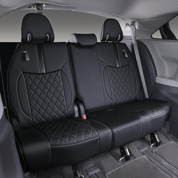 Custom Fit Sienna Seat Covers for 2021-2026 Toyota Sienna LE XLE 8-Passenger, Waterproof Faux Leather Full Set Airbag Compatible 3-Row Car Seat Protectors (Black)