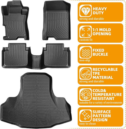 Floor Mats for Honda Accord Sedan 2008-2012(Gas ONLY), NOT for Coupe, Custom Fit Accord Sedan LX LX-S EX EX-L LX-P SE LX Premium Floor Mats, TPE All Weather Protection Waterproof Cargo Liner