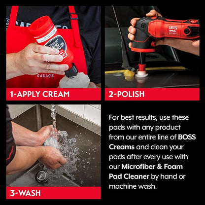 Griot's Garage BOSS Microfiber Fast Cutting Pads for Car Detailing, Polishing and Maximum Paint Correction, Orbital Polisher Buffing Pads, 1”, Set of 6