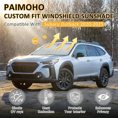 Thickened Windshield Sun Shade for Subaru Outback 2020-2025 | Accordion Front Window Sunshade Aluminum Reflective UV Protection Shield, Foldable Sun Visor with Storage Bag Car Accessories