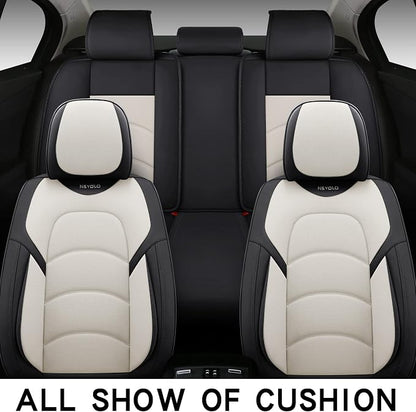 NS YOLO Full Coverage Car Seat Covers Universal Fit for Cars SUVs Pick-up Trucks with Waterproof Leatherette in Automotive Vehicle Interior Accessories (Black and White, Full Set)