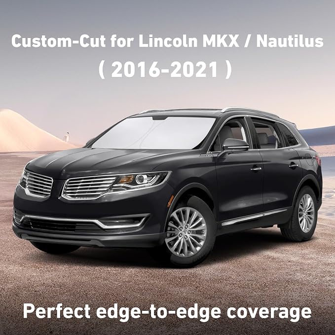 EcoNour Windshield Sunshade Compatible for Lincoln MKX/Nautilus 2016-2019 2020 2021, Sun Visor for Front Windshield & Window Sun Shade Cover, UV Heat Blocker & Protector, Car Accessories