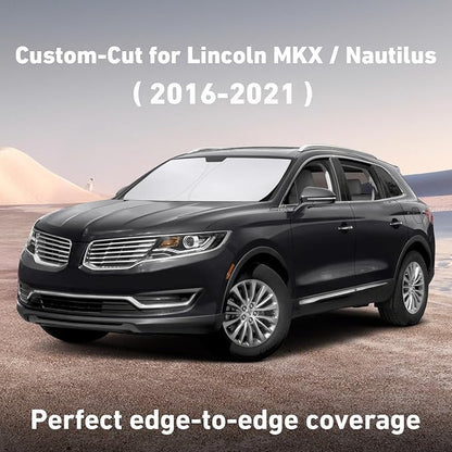 EcoNour Windshield Sunshade Compatible for Lincoln MKX/Nautilus 2016-2019 2020 2021, Sun Visor for Front Windshield & Window Sun Shade Cover, UV Heat Blocker & Protector, Car Accessories