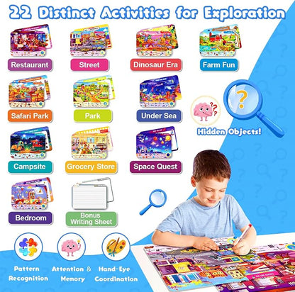 Baobrava Search and Find Game Books - Preschool Learning Activities for Kids Age 3-8, Travel Games for or Road Trip Car Airplane, Educational Seek Activity Birthday Gifts for Boys and Girls