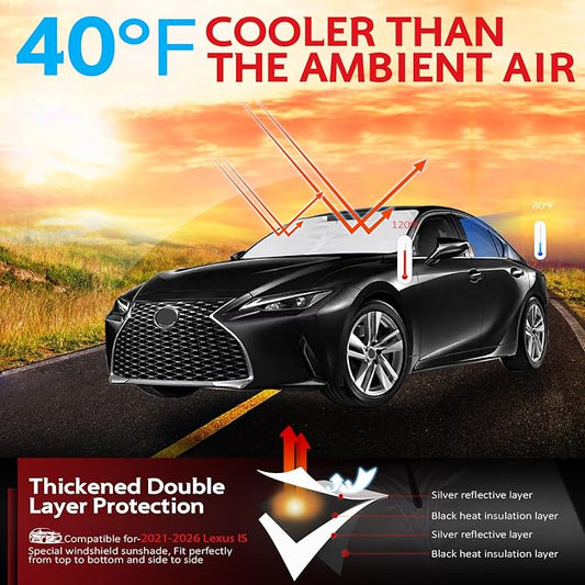 KAYZT Windshield Sun Shade for 2021-2026 Le-xus IS300 IS350 IS500 IS250 IS200t Foldable Sunshade Front Window Custom Fit Car Accessories