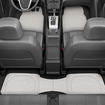Motor Trend FlexTough LITE Rubber Car Mats Full Set - All Weather White Floor Mats for Trucks, Cars & SUVs - Automotive White Car Floor Mats for Cars Interior Accessories Universal Trim-to-Fit