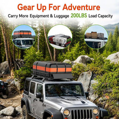 Roof Rack Carrier Basket 51" X 36" X 5" Universal Rooftop Cargo Basket - 200LB Capacity with 15 Cu.Ft Waterproof Bag, Heavy Duty Roof Rack for SUV/Truck/Van Cargo Carrier, Corrosion-Resistant Steel