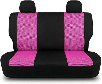 FH Group Automotive Rear Car Seat Covers for SUV, Trucks, Sedan and More - Universal Fit Rear Solid Bench Design Interior Accessories - 3D Mesh Fabric Center Panel - Pink