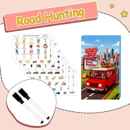 Road Trip Adventure Travel Scavenger Hunt Game | Road Hunting Card Game, Occupations Theme, Drinks Theme, Fruits Theme