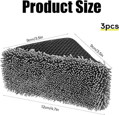 3 PCS Tire Shine Applicator Sponges, Microfiber Tire Brightener Applicator Pad Durable and Reusable Tires Dressing Applicators Pad, Tires Applicator-Pad for Car Detailing Cleaning Sealant Conditioner