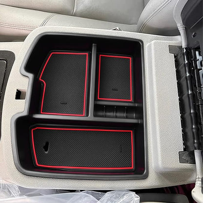 HGWEI Center Console Organizer Compatible with 2007-2014 Chevy Silverado GMC Sierra Avalanche Tahoe Suburban Yukon Yukon XL Accessories, Floor Mounted Center Console ONLY,Red Trim