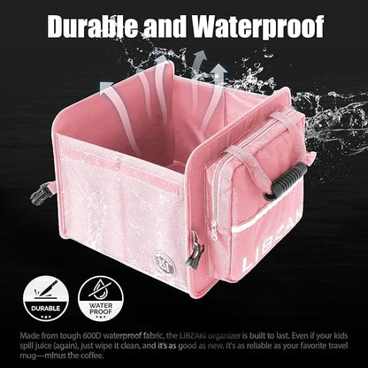 LIBZAKI Car Trunk Storage Organizer, Collapsible Trunk Storage Box for Car Truck SUV-Pink