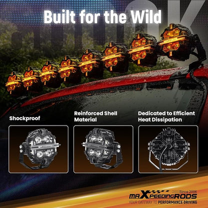 maXpeedingrods LED Off Road Lights 5", 212W 25440LM Round Fog Light with 7 RGB Colors, Side Shooter Lights 270°Wide Range, LED Light Bar for SUV, Pickup, ATV, UTV, Truck, Motorcycle
