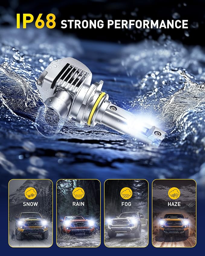 AUXITO 9012 LED HeadIight Bulbs, 1500％ Brighter Ultra-Bright, Plug N Play, 60,000 Hours Lifespan, No Flicker, 99% Compatibility, 2PCS