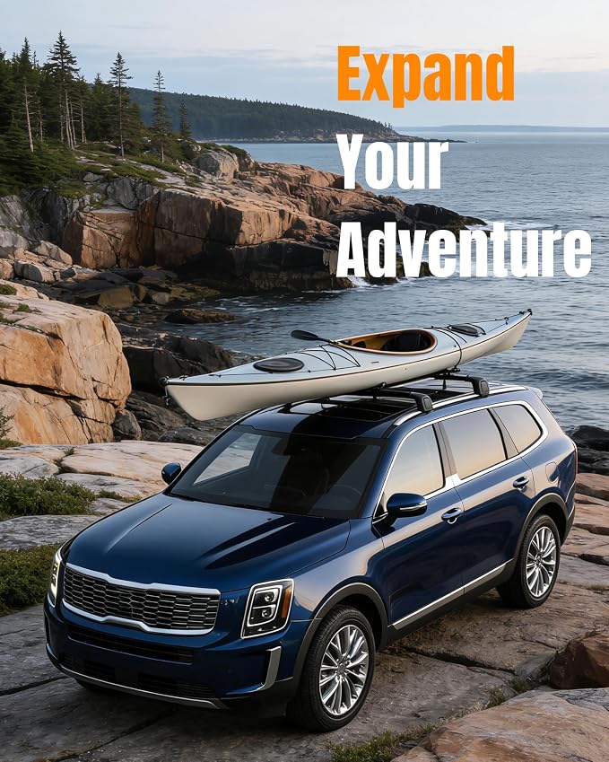 Aluminum Roof Rack Cross Bars Fit for 2019-2026 Kia Telluride S SX SX-P EX with Flush Side Rails, Aerodynamic Rooftop Cargo Carrier Luggage with Anti-Theft Lock (Except X-Line and X-Pro)