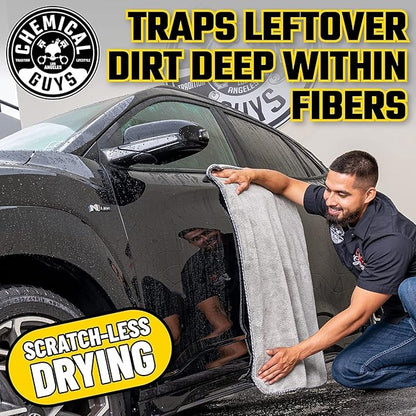 Chemical Guys Woolly Mammoth Large Microfiber Drying Towel - 36 x 25 Inch Gray, Ultra Plush Super Absorbent Car Drying Towel for Cars, Trucks, SUVs, Motorcycles, RVs, and Auto Detailing - 2 Pack