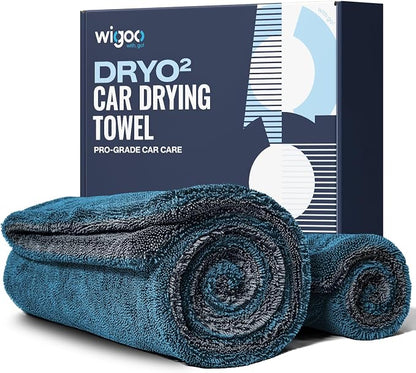 Wigoo Premium Microfiber Car Drying Towel 1300GSM, 2-Size Set[36"×24"+16"×16" Ultra-Absorbent, No Streaks & Scratches] Dual-Sided Edgeless Wash Towels with Twisted Loop, for Cars Detailing, SUV, Truck