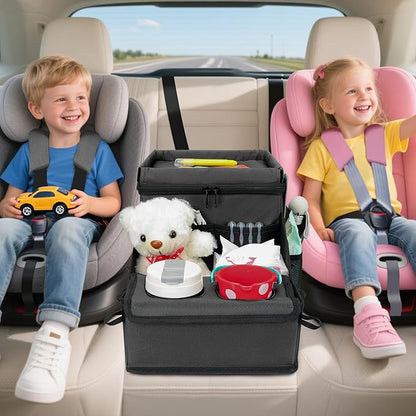 Car Hop Front Seat Car Organizer with Cup Holder & Sturdy Desk Tray, Padded Laptop File Compartment, Movable Divider & Side Pockets, Passenger Seat Storage Caddy for Road Trip or Work