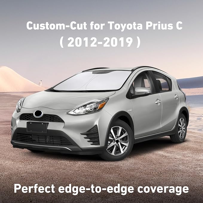 EcoNour Windshield Sunshade Compatible for Toyota Prius C 2012-2017 2018 2019, Sun Visor for Front Windshield & Window Sun Shade Cover, UV Heat Blocker & Protector, Car Accessories