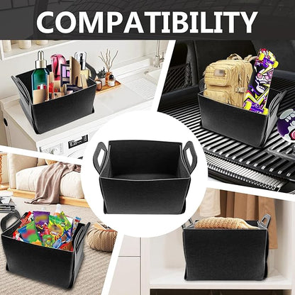 Felt Car Trunk Organizer, Foldable Vehicle Storage Box, Large Capacity Multi-Purpose Automotive Interior Accessories for Cars, SUV, Sedan, Truck (Dark Grey)