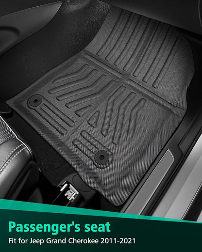 Floor Mats for Jeep Grand Cherokee: 2011-2021(Not for L), All Weather Floor Liners Car Accessories for Grand Cherokee 2021 2020 2019 2018 2017 2016 2015 2014 2013 2012 2011, 3PCS Lightweight Tough XPE